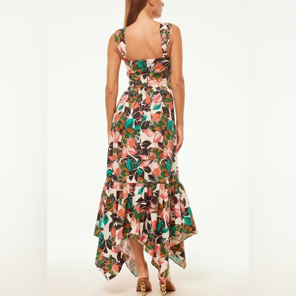 MISA Los Angeles Floral Dress Esperanza Asymmetrical Hem Ruched Bust Midi small - Picture 3 of 16